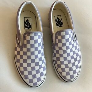 Vans Women’s classic Slip-On Checkerboard Shoes — Lavender/White